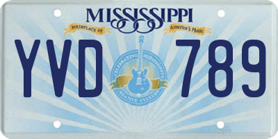 MS license plate YVD789