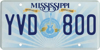 MS license plate YVD800