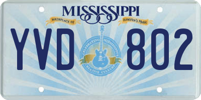 MS license plate YVD802