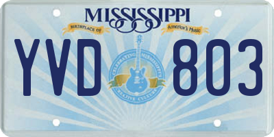 MS license plate YVD803