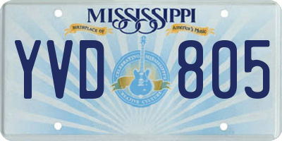 MS license plate YVD805