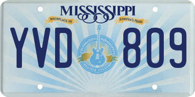 MS license plate YVD809