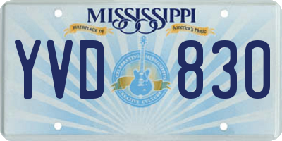 MS license plate YVD830