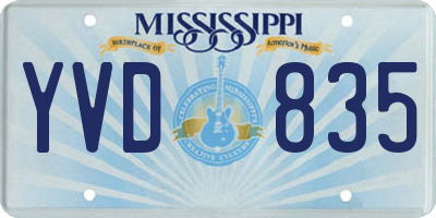 MS license plate YVD835