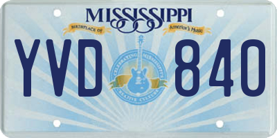 MS license plate YVD840
