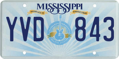 MS license plate YVD843