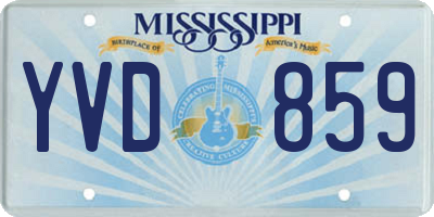 MS license plate YVD859