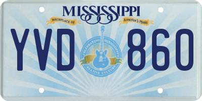 MS license plate YVD860