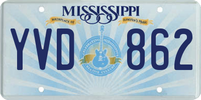 MS license plate YVD862