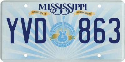 MS license plate YVD863