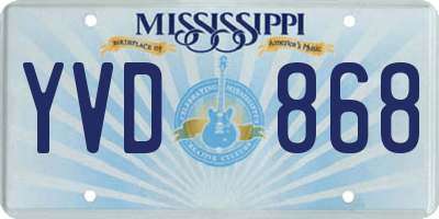 MS license plate YVD868