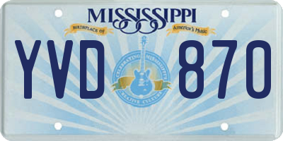 MS license plate YVD870