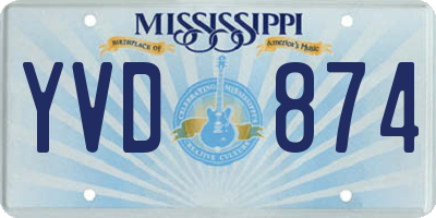 MS license plate YVD874