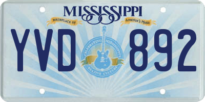 MS license plate YVD892