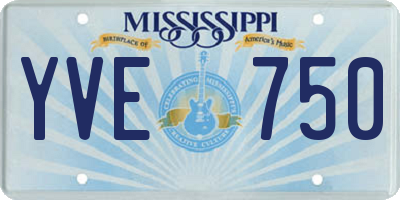 MS license plate YVE750