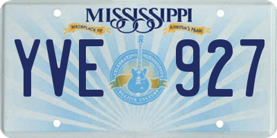MS license plate YVE927