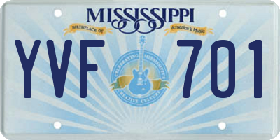 MS license plate YVF701