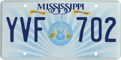 MS license plate YVF702