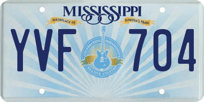 MS license plate YVF704