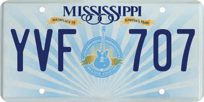 MS license plate YVF707