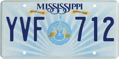 MS license plate YVF712