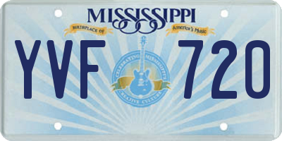 MS license plate YVF720