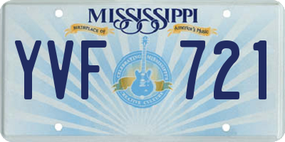 MS license plate YVF721