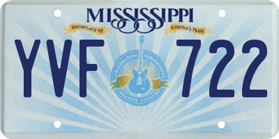 MS license plate YVF722