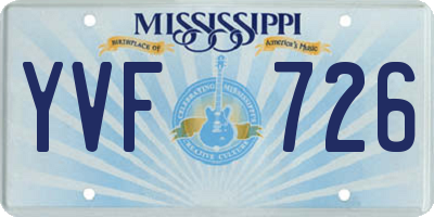 MS license plate YVF726