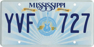 MS license plate YVF727