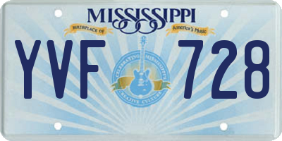 MS license plate YVF728
