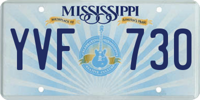 MS license plate YVF730