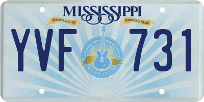 MS license plate YVF731