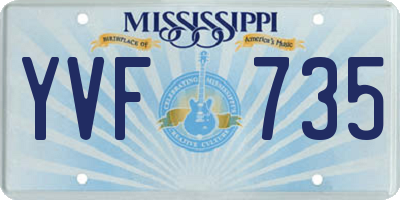 MS license plate YVF735