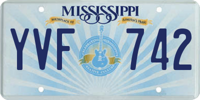 MS license plate YVF742