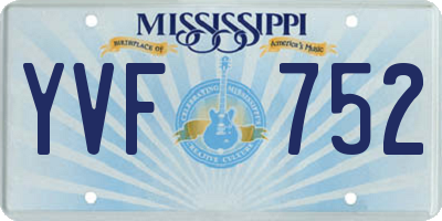 MS license plate YVF752