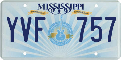 MS license plate YVF757
