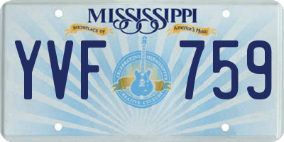 MS license plate YVF759