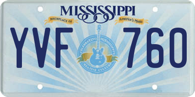 MS license plate YVF760