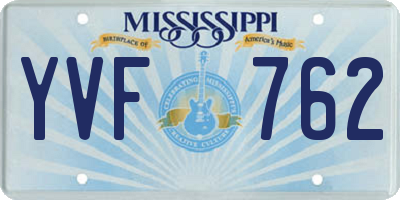 MS license plate YVF762