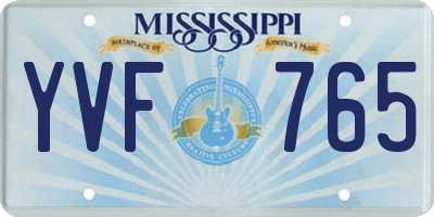 MS license plate YVF765