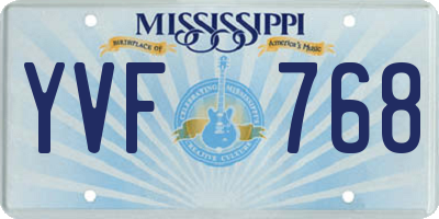 MS license plate YVF768