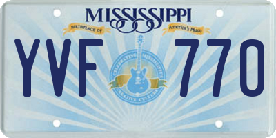 MS license plate YVF770