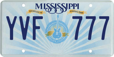 MS license plate YVF777