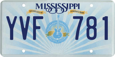 MS license plate YVF781