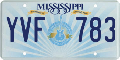 MS license plate YVF783