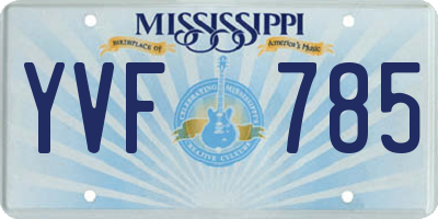 MS license plate YVF785
