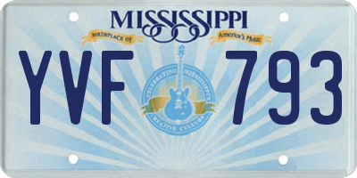 MS license plate YVF793