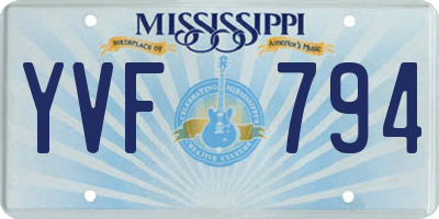 MS license plate YVF794