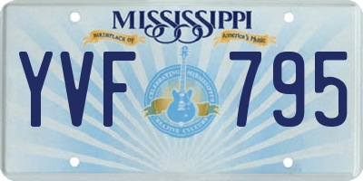 MS license plate YVF795
